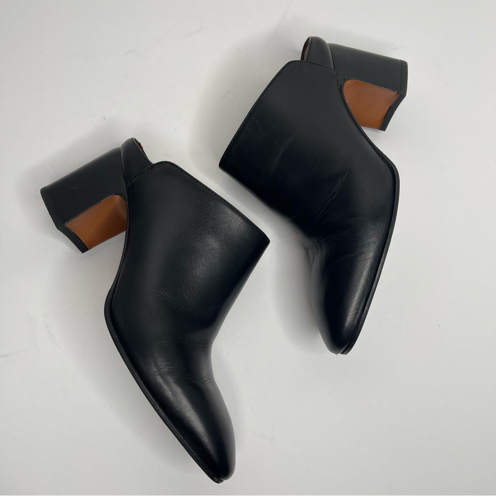 Aquatalia Elisabetta Black Slip-On Leather Block Heel Mule Booties Size 8.5 - Picture 4 of 14